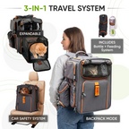 Set4Pets expandable cat backpack carrier front view — orange