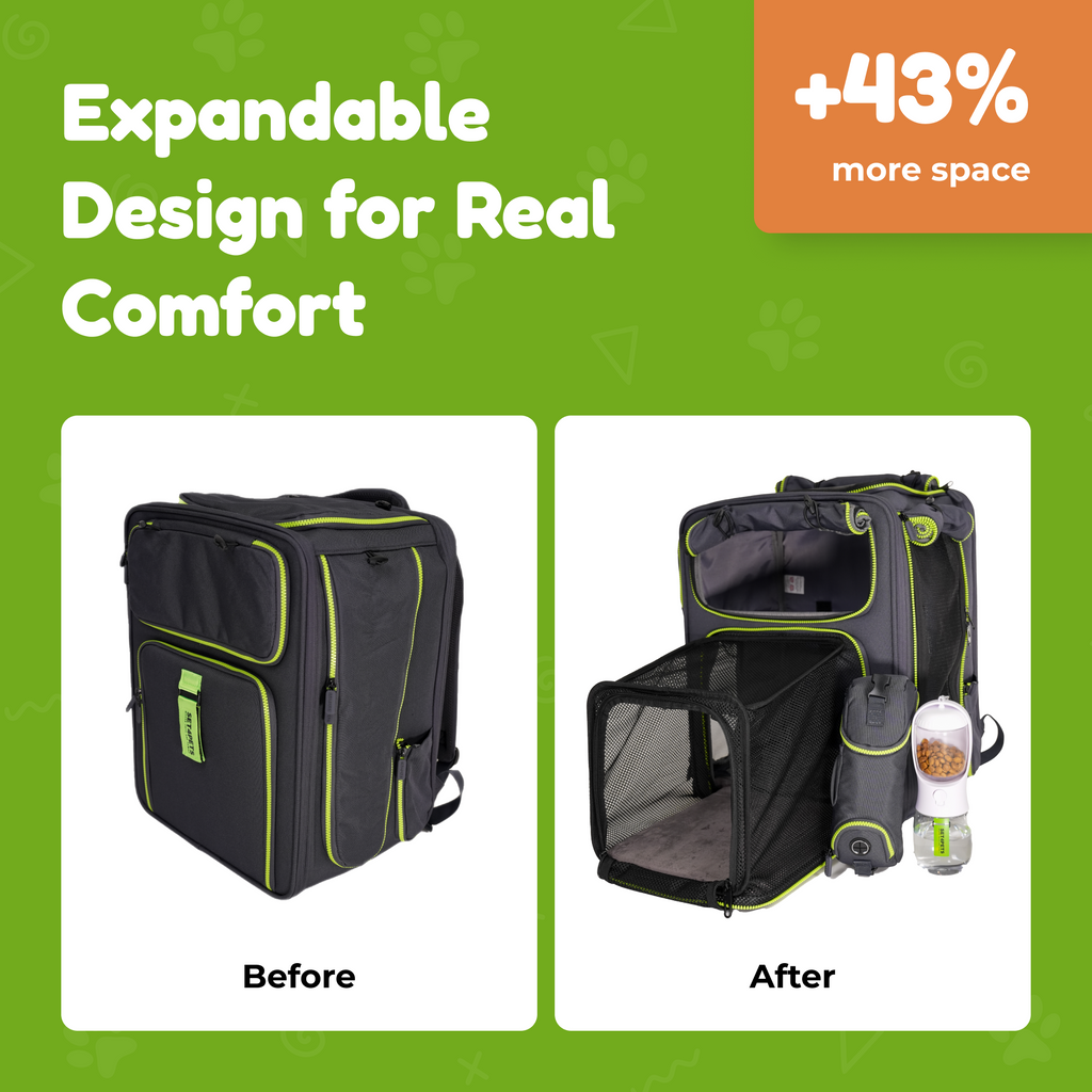 Set4Pets expandable cat backpack carrier side view — green
