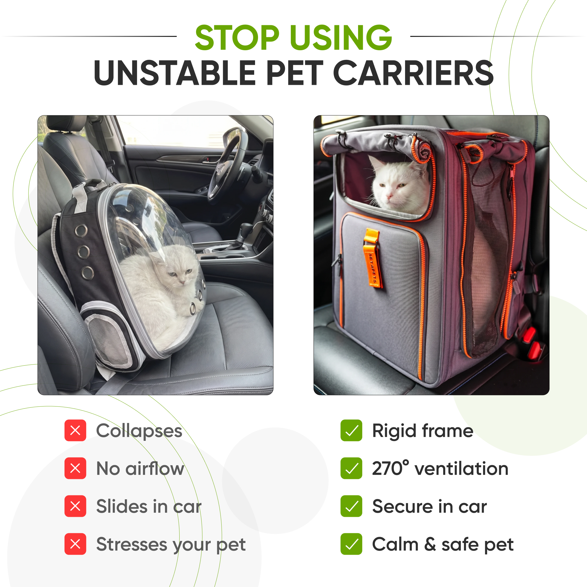 Set4Pets backpack carrier with travel accessories — orange