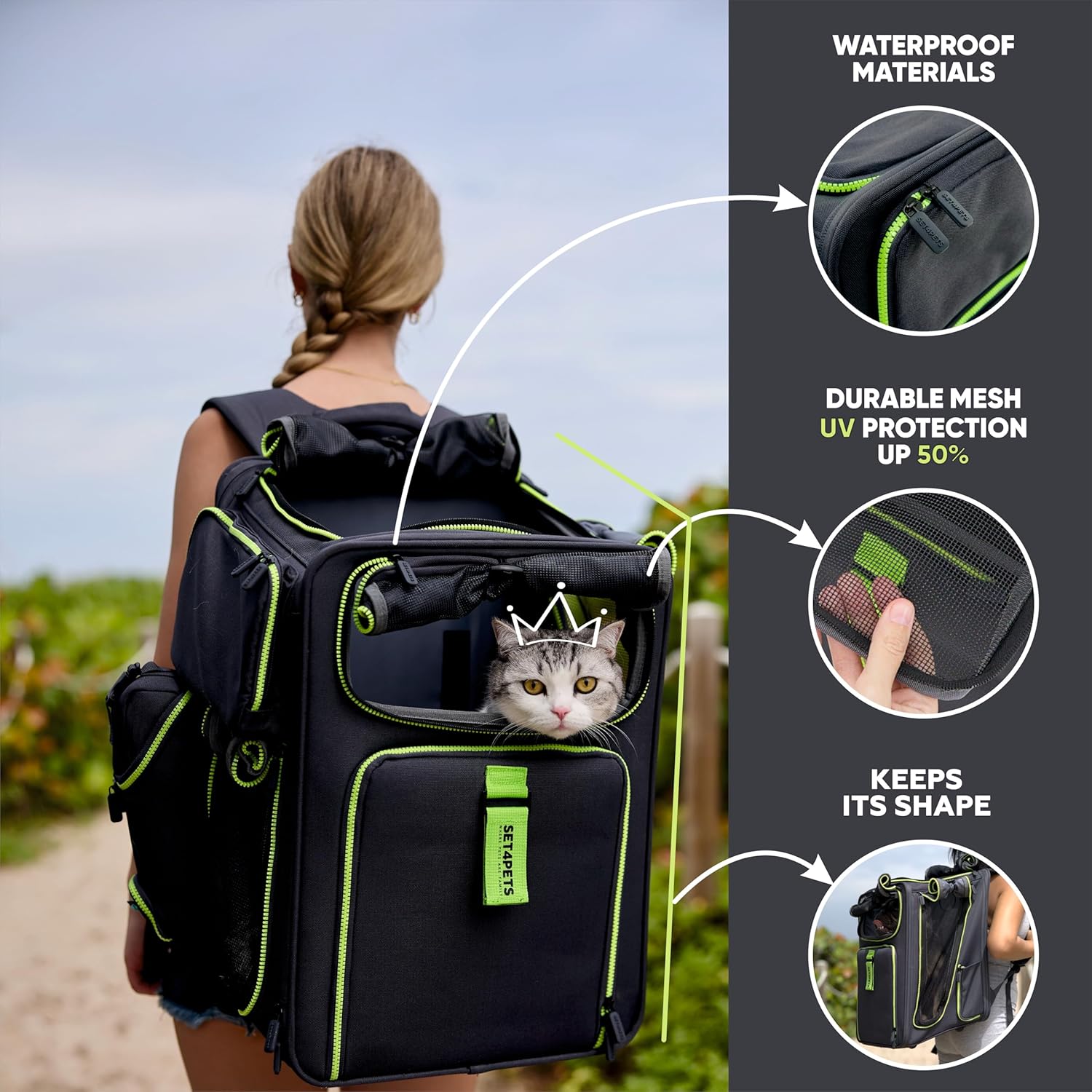 Premium Pet Backpack Carrier for Cats & Small Dogs | Set4Pets